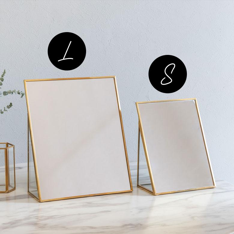 スタンドミラー 鏡 かがみ カガミ ミラー 卓上鏡 テーブル アンティーク調 四角 スクエア Sサイズ 化粧鏡 可愛い メイクアップミラー 軽量 インテリア雑貨 66717 | ELEMENTS（インテリア） | 18