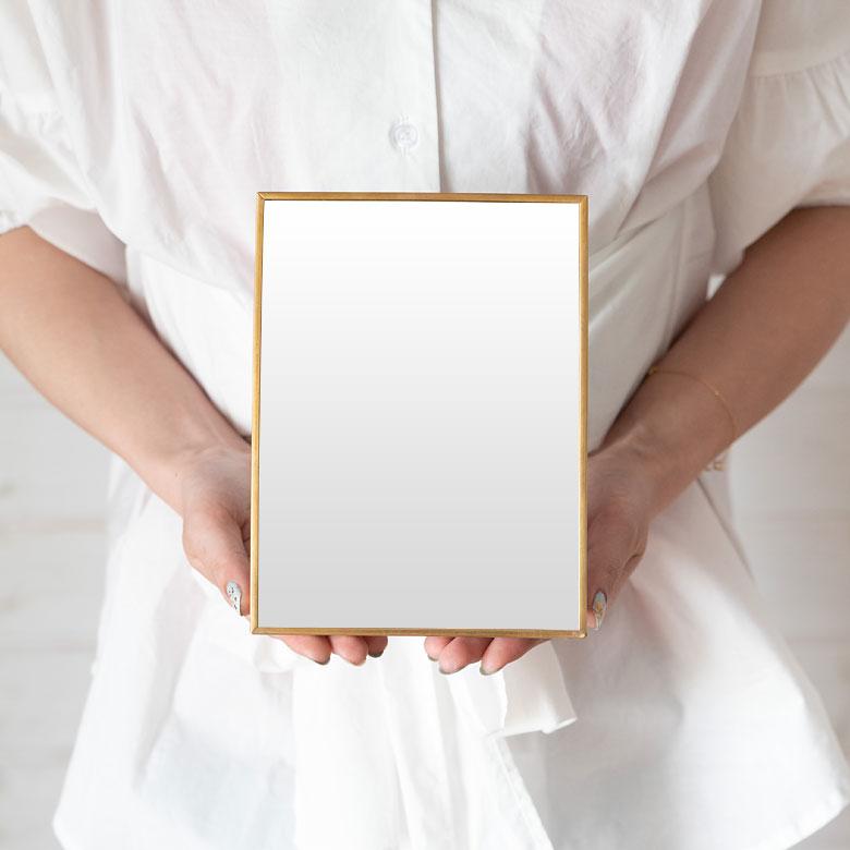 スタンドミラー 鏡 かがみ カガミ ミラー 卓上鏡 テーブル アンティーク調 四角 スクエア Sサイズ 化粧鏡 可愛い メイクアップミラー 軽量 インテリア雑貨 66717 | ELEMENTS（インテリア） | 02