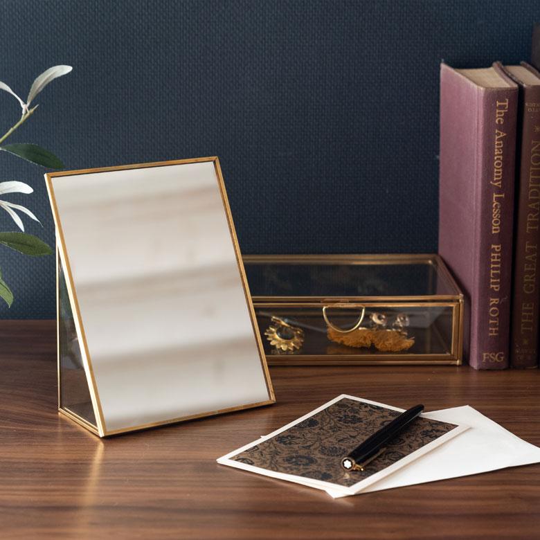 スタンドミラー 鏡 かがみ カガミ ミラー 卓上鏡 テーブル アンティーク調 四角 スクエア Sサイズ 化粧鏡 可愛い メイクアップミラー 軽量 インテリア雑貨 66717 | ELEMENTS（インテリア） | 04