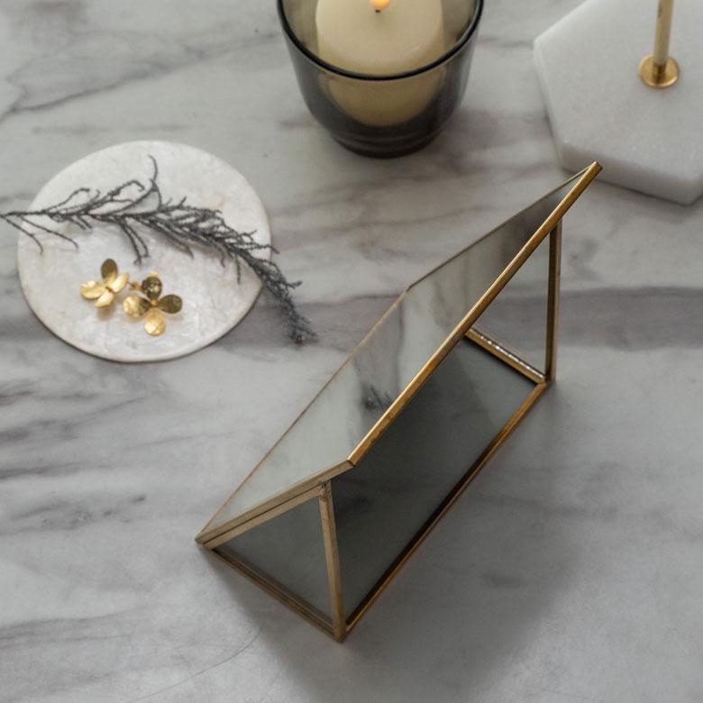 スタンドミラー 鏡 かがみ カガミ ミラー 卓上鏡 テーブル アンティーク調 四角 スクエア Sサイズ 化粧鏡 可愛い メイクアップミラー 軽量 インテリア雑貨 66717 | ELEMENTS（インテリア） | 09