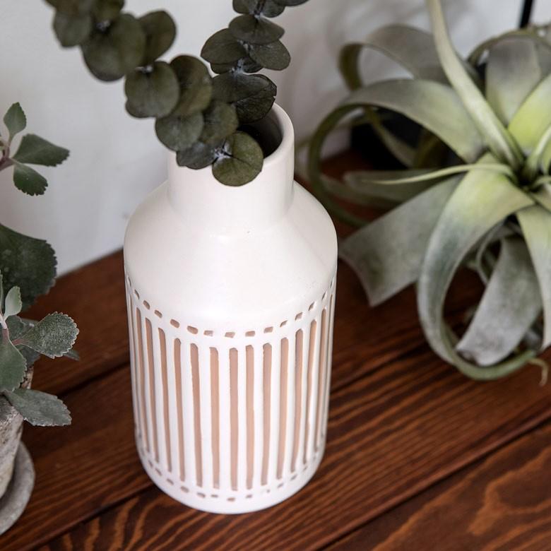 花瓶 フラワーベース 花壺 水入れ可 筒形 セラミック 白 ボトル