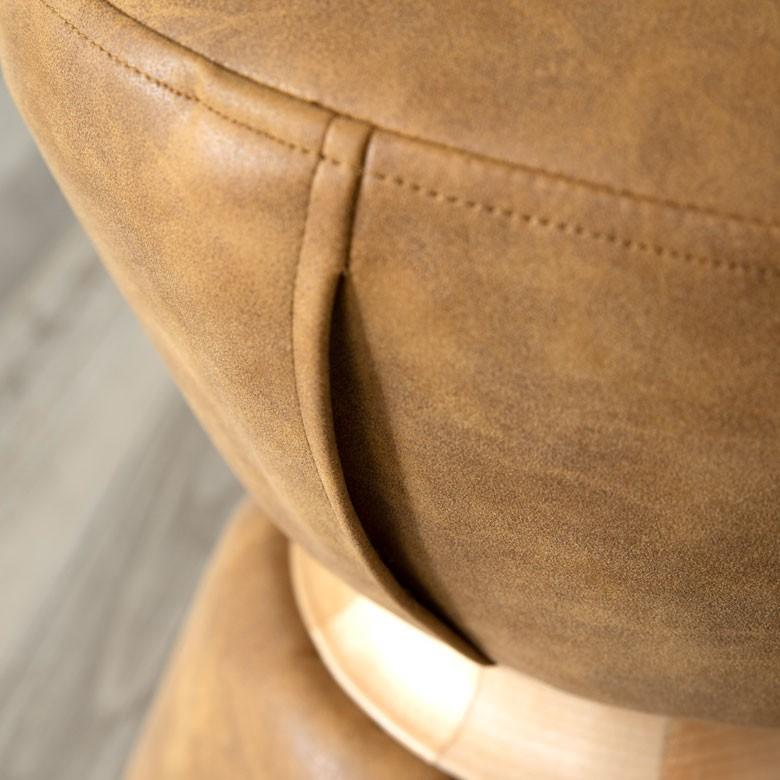 スツール 椅子 丸型 オットマン 足置き 天然木製 合皮レザー キャメル 丸椅子 おしゃれ アンティーク風 66724 | ブランド登録なし | 11