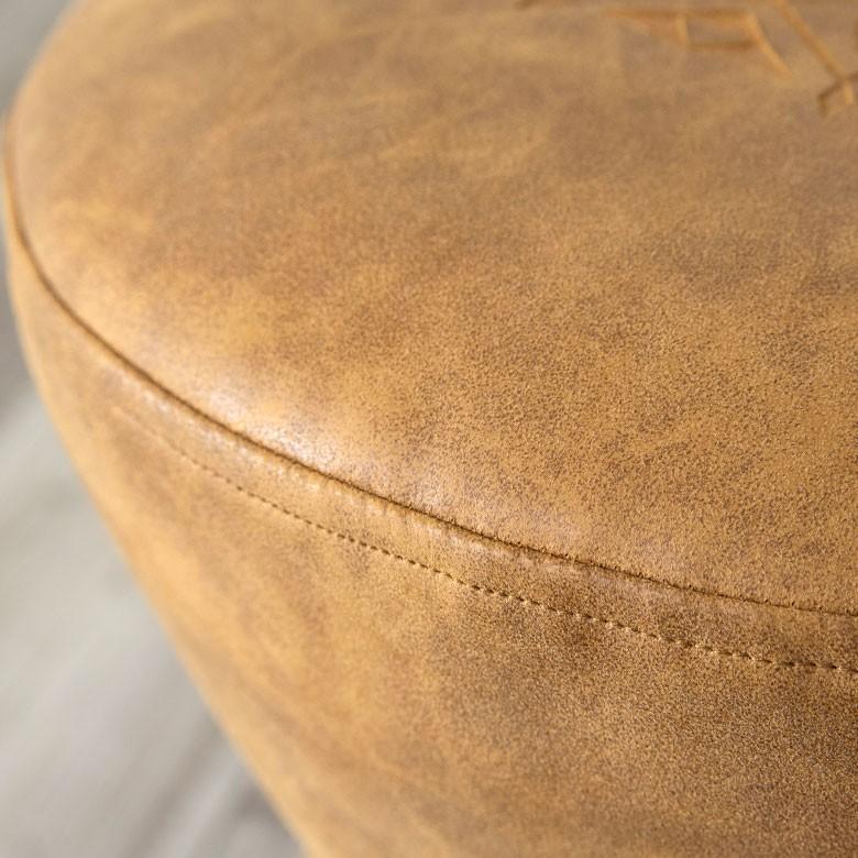 スツール 椅子 丸型 オットマン 足置き 天然木製 合皮レザー キャメル 丸椅子 おしゃれ アンティーク風 66724 | ブランド登録なし | 14