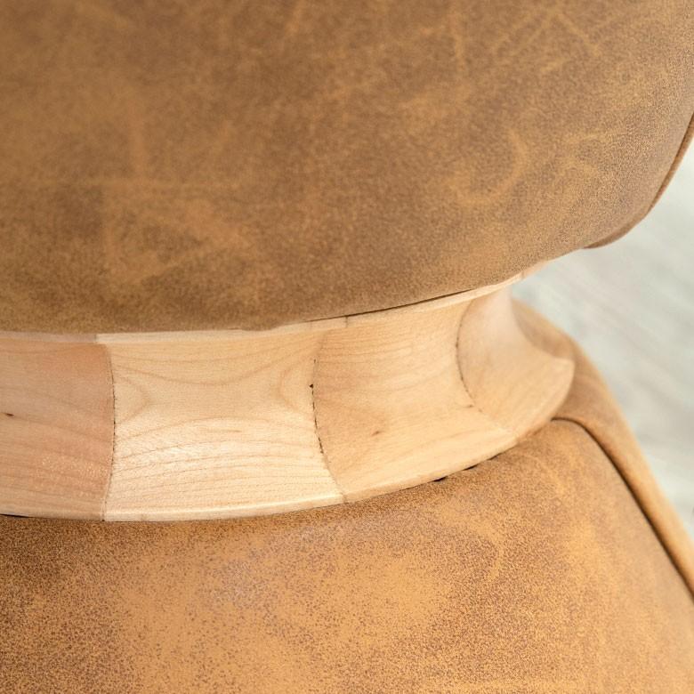 スツール 椅子 丸型 オットマン 足置き 天然木製 合皮レザー キャメル 丸椅子 おしゃれ アンティーク風 66724 | ブランド登録なし | 04