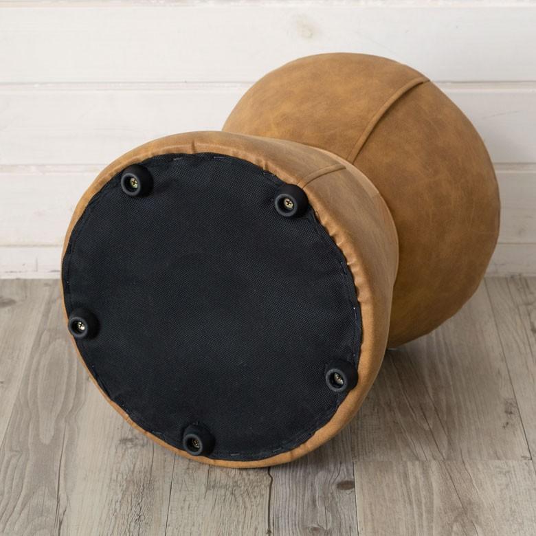 スツール 椅子 丸型 オットマン 足置き 天然木製 合皮レザー キャメル 丸椅子 おしゃれ アンティーク風 66724 | ブランド登録なし | 08