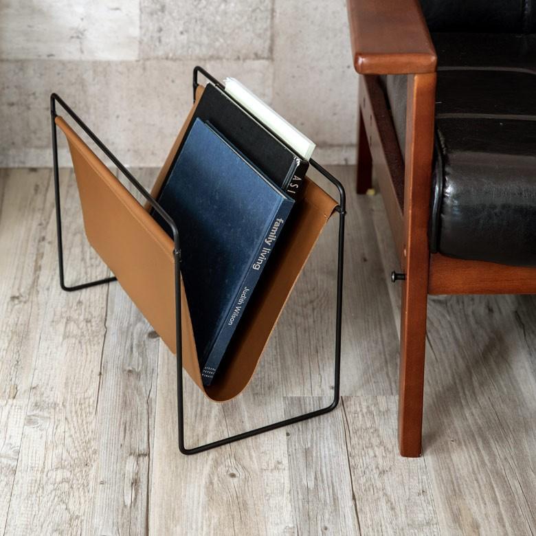 マガジンラッホルダー ラック 薄型 スリム コンパクト ソファ横 収納 新聞 茶色 キャメル 一人暮らし ワンルーム ミッドセンチュリー 66726 | ELEMENTS（インテリア） | 11