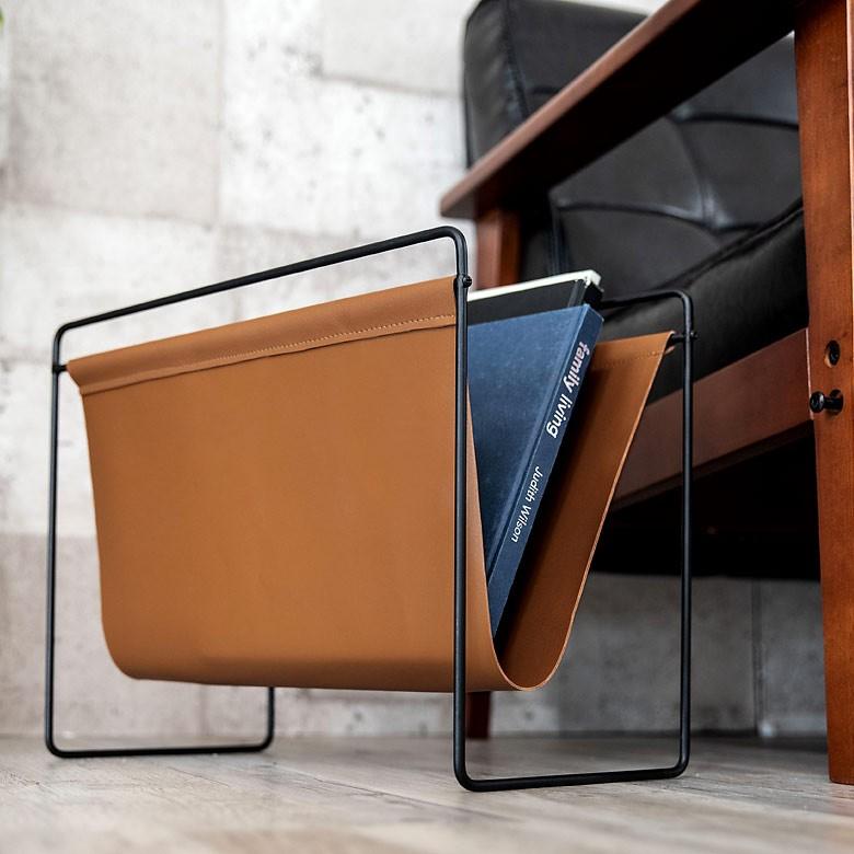 マガジンラッホルダー ラック 薄型 スリム コンパクト ソファ横 収納 新聞 茶色 キャメル 一人暮らし ワンルーム ミッドセンチュリー 66726 | ELEMENTS（インテリア） | 03