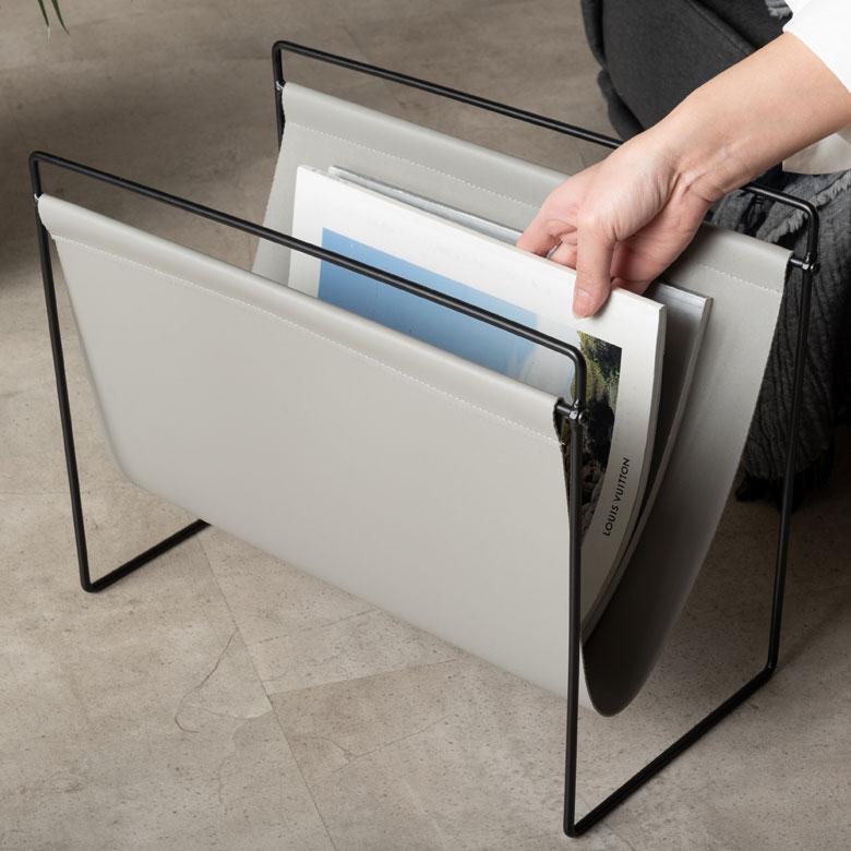 マガジンラックホルダー ラック 薄型 スリム コンパクト ソファ横 収納 新聞 茶色 ブラウン アイボリー グレー 一人暮らし ワンルーム ミッドセンチュリー 6672 | ELEMENTS（インテリア） | 21