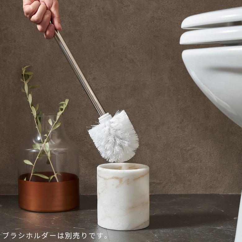 トイレ ブラシ 替え 交換 スペア 丸形 スリム クレア CLAIRE 専用 トイレタリー 天然大理石 マーブル柄 ホワイト トイレ 用品 清掃 白 陶器 66730-brush | ブランド登録なし | 01