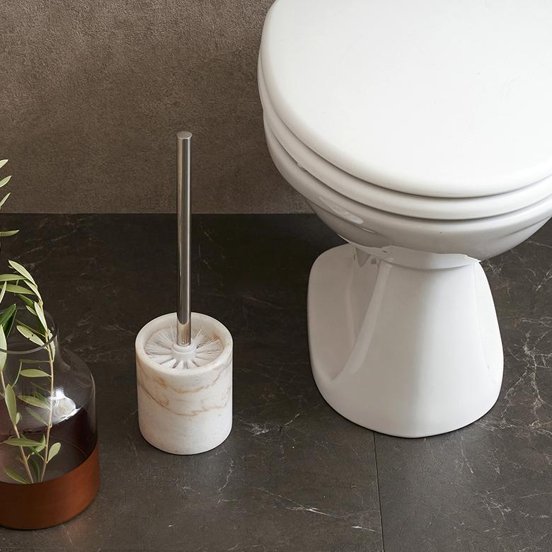 トイレブラシ トイレタリー トイレ ブラシ 掃除グッズ 丸型 天然大理石 マーブル柄 ホワイト トイレ用品 清掃用品 白 陶器 スタイリッシュ 66730 | ELEMENTS（インテリア） | 11