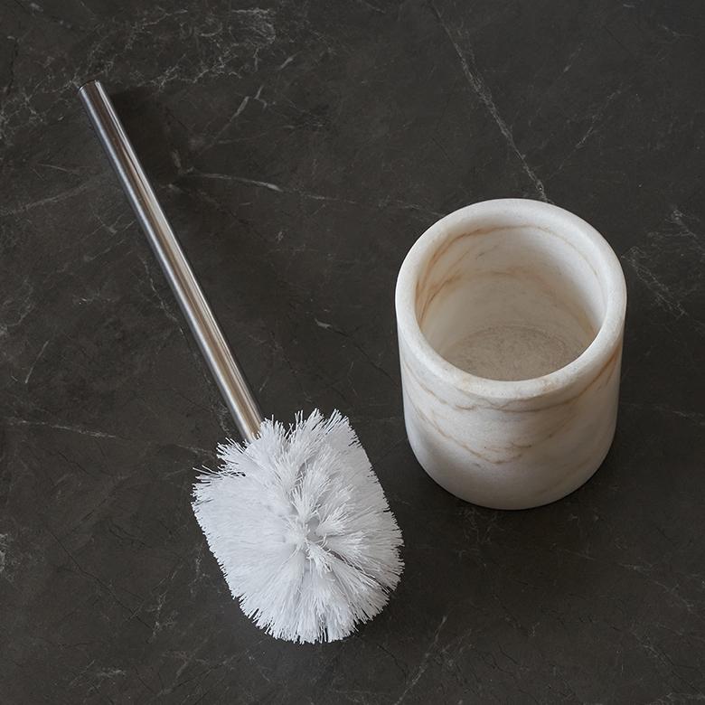 トイレブラシ トイレタリー トイレ ブラシ 掃除グッズ 丸型 天然大理石 マーブル柄 ホワイト トイレ用品 清掃用品 白 陶器 スタイリッシュ 66730 | ELEMENTS（インテリア） | 18