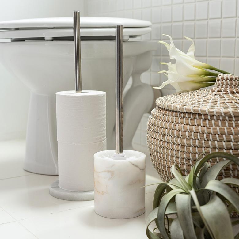 トイレブラシ トイレタリー トイレ ブラシ 掃除グッズ 丸型 天然大理石 マーブル柄 ホワイト トイレ用品 清掃用品 白 陶器 スタイリッシュ 66730 | ELEMENTS（インテリア） | 03