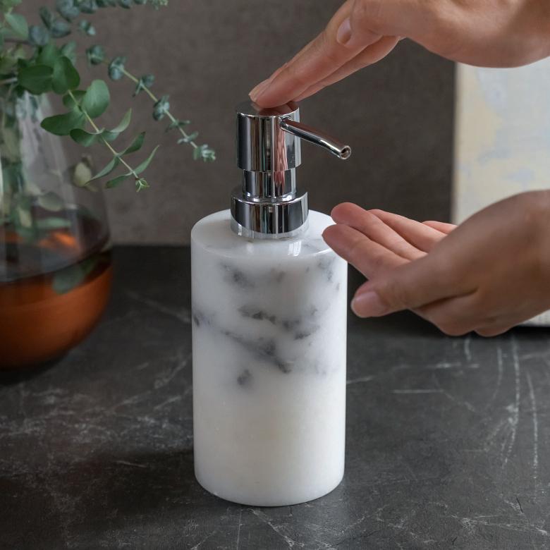 ソープディスペンサー ボトル 筒形 天然大理石 160ml マーブル柄 ホワイト ディスペンサー ソープボトル ハンドソープ 洗剤 液体 容器 バス用品 Elements 通販 Yahoo ショッピング