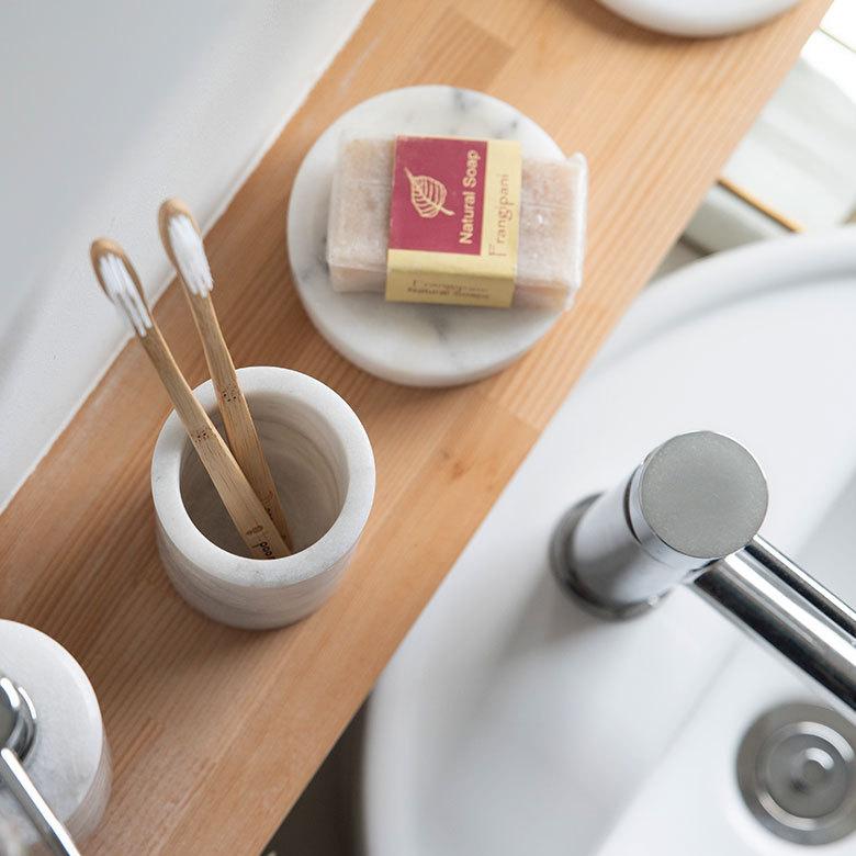 歯ブラシスタンド ホルダー 筒形 天然大理石 マーブル柄 ホワイト 歯ブラシ立て 歯ブラシホルダー ハブラシ スタンド 歯ブラシ置き 容器 66732 | ブランド登録なし | 07