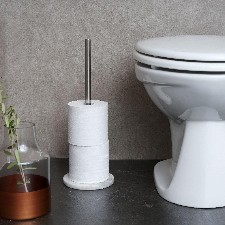 ペーパーホルダー トイレットペーパースタンド 天然大理石 マーブル柄