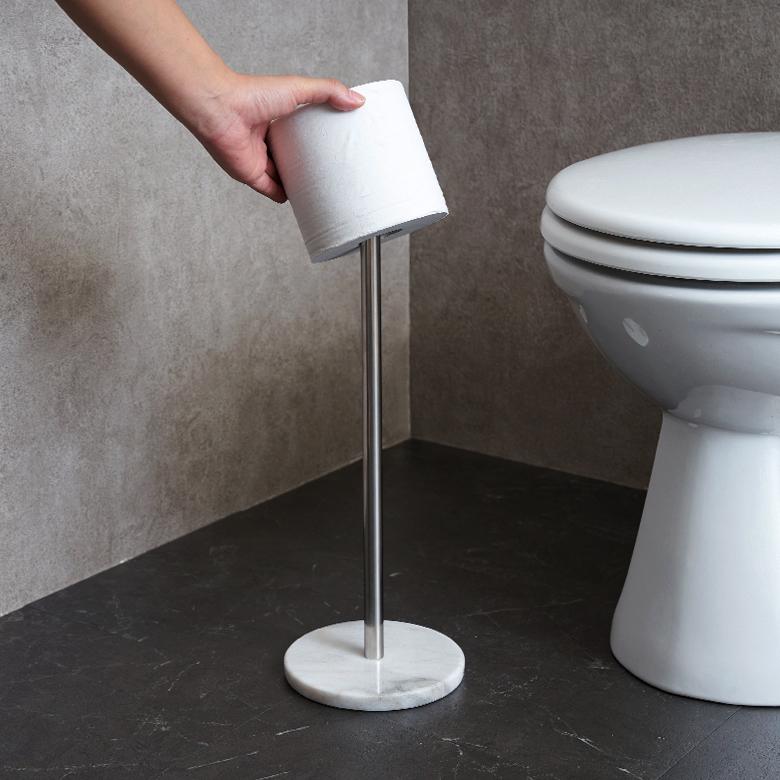 ペーパーホルダー トイレットペーパースタンド 天然大理石 マーブル柄
