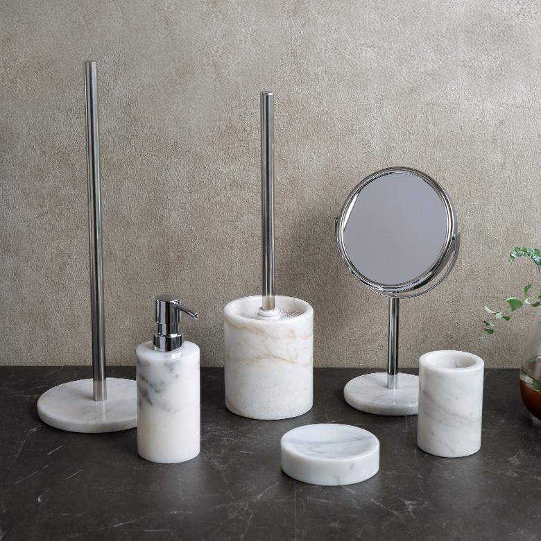 ペーパーホルダー トイレットペーパースタンド 天然大理石 マーブル柄