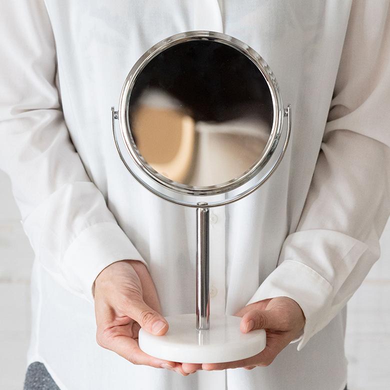 卓上ミラー スタンド 丸型 両面鏡 3倍 拡大鏡 天然大理石 スタンドミラー 鏡 卓上鏡 テーブルミラー 2面鏡 メイク 化粧鏡 ラウンド ミラー ホテル 66735 | ELEMENTS（インテリア） | 10