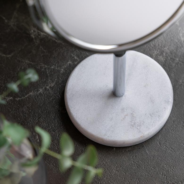 卓上ミラー スタンド 丸型 両面鏡 3倍 拡大鏡 天然大理石 スタンドミラー 鏡 卓上鏡 テーブルミラー 2面鏡 メイク 化粧鏡 ラウンド ミラー ホテル 66735 | ELEMENTS（インテリア） | 03