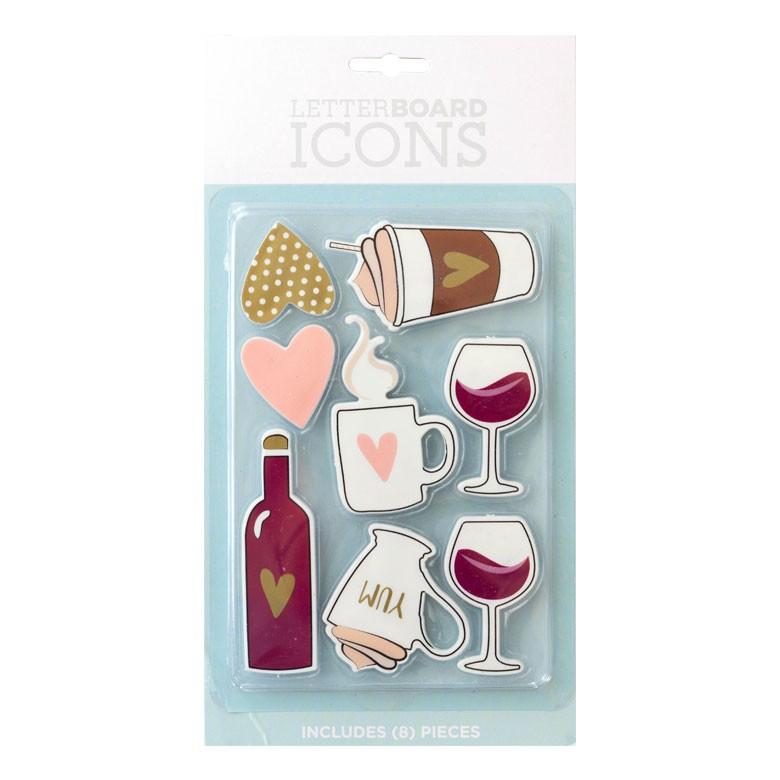 レターボード用文字パーツ アイコンパーツ カフェ レストラン ワイングラス ハート サインボード メッセージボード ウェルカムボード テキストパーツ 66760 | ELEMENTS（インテリア） | 06