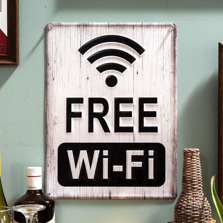サインボード ブリキボード ブリキ サインプレート 壁掛け オブジェ プレート 看板 ボード Wi-Fi 店舗用 インテリア レトロ ヴィンテージ アメリカ 雑貨 66789 | ELEMENTS（インテリア）