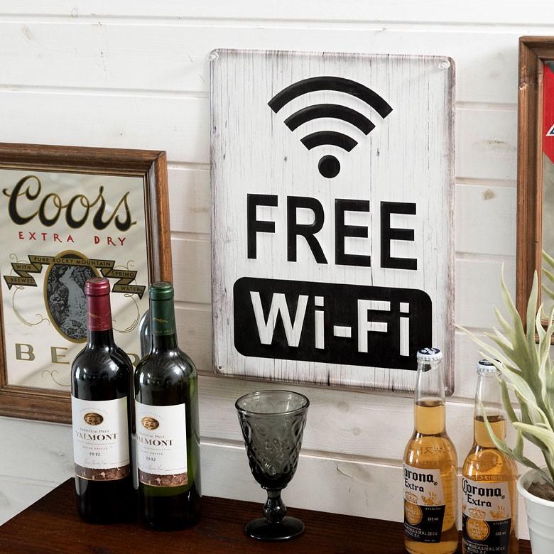 サインボード ブリキボード ブリキ サインプレート 壁掛け オブジェ プレート 看板 ボード Wi-Fi 店舗用 インテリア レトロ ヴィンテージ アメリカ 雑貨 66789 | ELEMENTS（インテリア） | 01