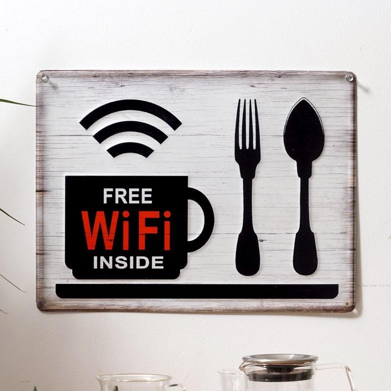 サインボード ブリキボード ブリキ サインプレート 壁掛け オブジェ プレート 看板 ボード Wi-Fi 店舗用 インテリア レトロ ヴィンテージ アメリカ 雑貨 66796 | ELEMENTS（インテリア）