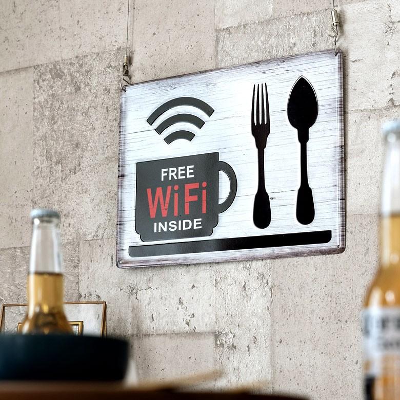サインボード ブリキボード ブリキ サインプレート 壁掛け オブジェ プレート 看板 ボード Wi-Fi 店舗用 インテリア レトロ ヴィンテージ アメリカ 雑貨 66796 | ELEMENTS（インテリア） | 01