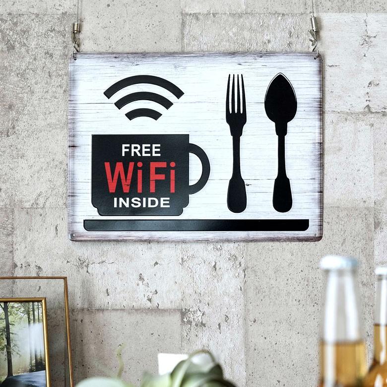 サインボード ブリキボード ブリキ サインプレート 壁掛け オブジェ プレート 看板 ボード Wi-Fi 店舗用 インテリア レトロ ヴィンテージ アメリカ 雑貨 66796 | ELEMENTS（インテリア） | 07