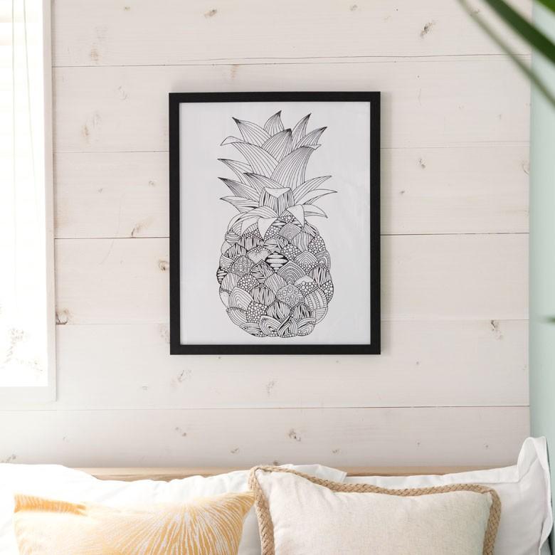 壁掛け アート フレーム アートパネル モノクロ パイナップル 40
