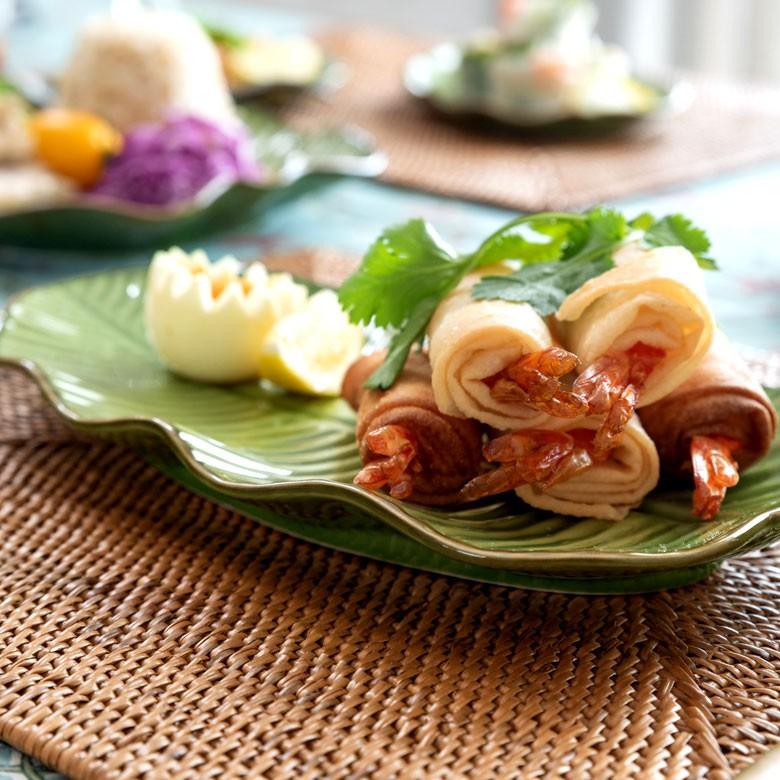 プレート 陶器 バナナリーフ柄 盛り皿 飾り皿 約25.5cm グリーン 食器 キッチン雑貨 アジアン エスニック 66809 | ブランド登録なし | 02