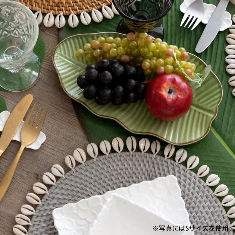 プレート 陶器 バナナリーフ柄 盛り皿 飾り皿 約25.5cm グリーン 食器 キッチン雑貨 アジアン エスニック 66809 | ブランド登録なし | 06