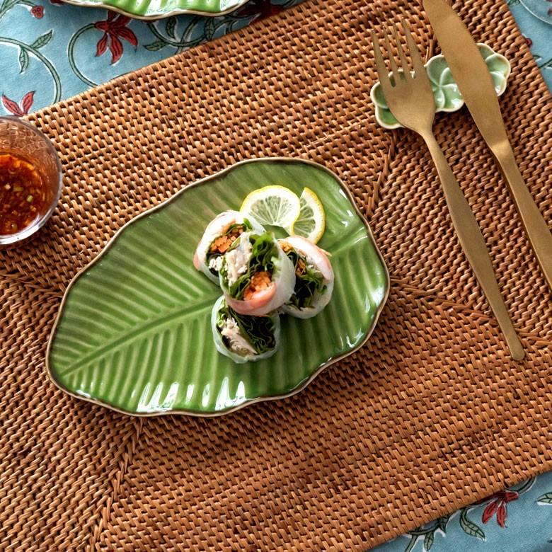 プレート 陶器 バナナリーフ柄 取り皿 セット 【1枚/2枚/5枚/10枚】 約19cm グリーン 食器 キッチン雑貨 アジアン エスニック 66808 | ブランド登録なし | 12