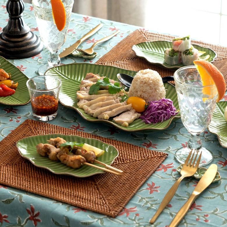 プレート 陶器 バナナリーフ柄 取り皿 セット 【1枚/2枚/5枚/10枚】 約19cm グリーン 食器 キッチン雑貨 アジアン エスニック 66808 | ブランド登録なし | 07