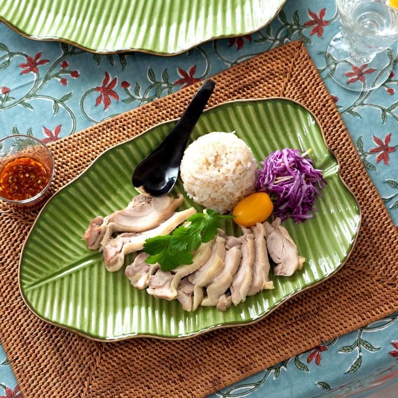 プレート 陶器 バナナリーフ柄 大皿 盛り皿 飾り皿 約33.9cm グリーン 食器 キッチン雑貨 アジアン エスニック 66810 | ブランド登録なし | 11