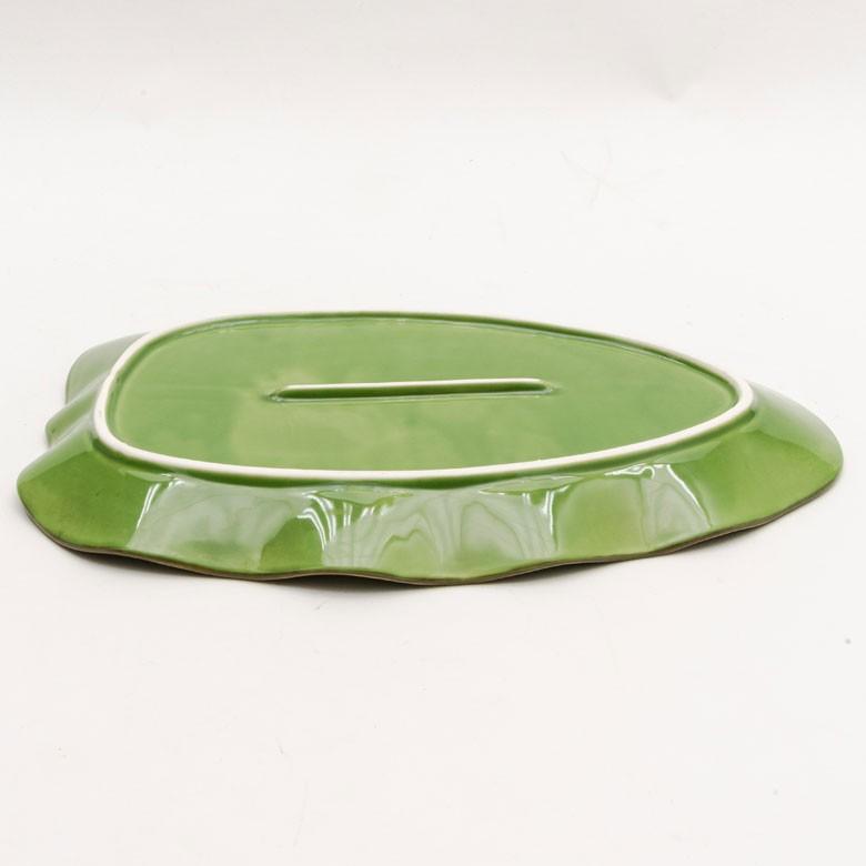 プレート 陶器 バナナリーフ柄 大皿 盛り皿 飾り皿 約33.9cm グリーン 食器 キッチン雑貨 アジアン エスニック 66810 | ブランド登録なし | 15