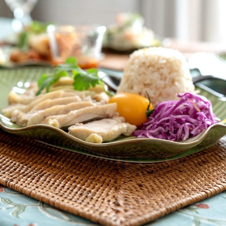 プレート 陶器 バナナリーフ柄 大皿 盛り皿 飾り皿 約33.9cm グリーン 食器 キッチン雑貨 アジアン エスニック 66810 | ブランド登録なし | 02