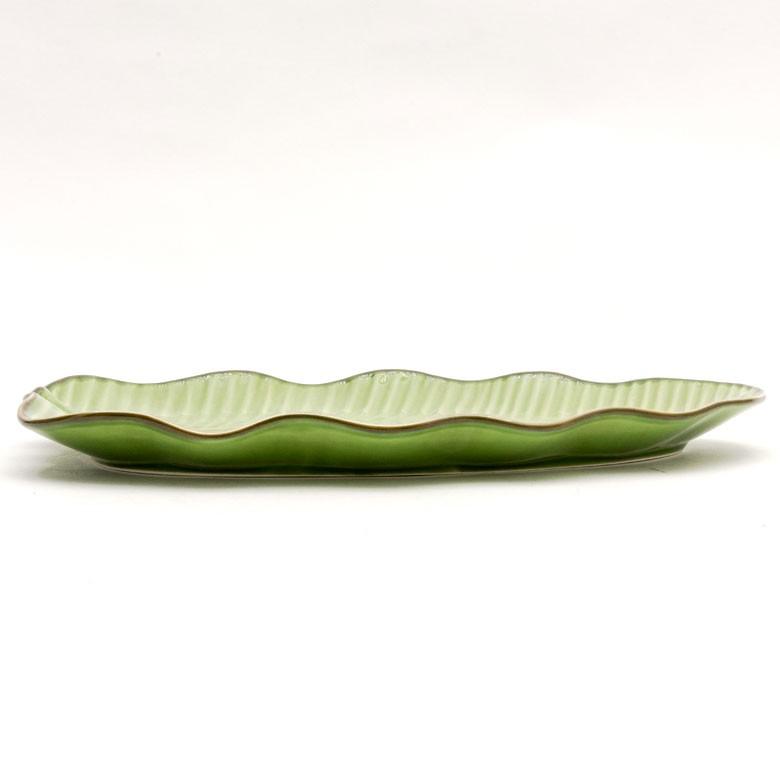 プレート 陶器 バナナリーフ柄 大皿 盛り皿 飾り皿 セット 【1枚/2枚/5枚/10枚】 約33.9cm グリーン 食器 キッチン雑貨 アジアン エスニック 66810 | ブランド登録なし | 17