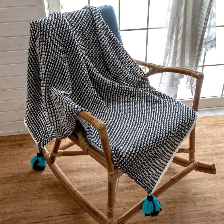 ニットブランケット 約100×140cm ブランケット 膝掛け タッセル付き 毛布 大判 おしゃれ 冬 肩掛 ふんわり ポンチョ 66887 | ブランド登録なし | 06
