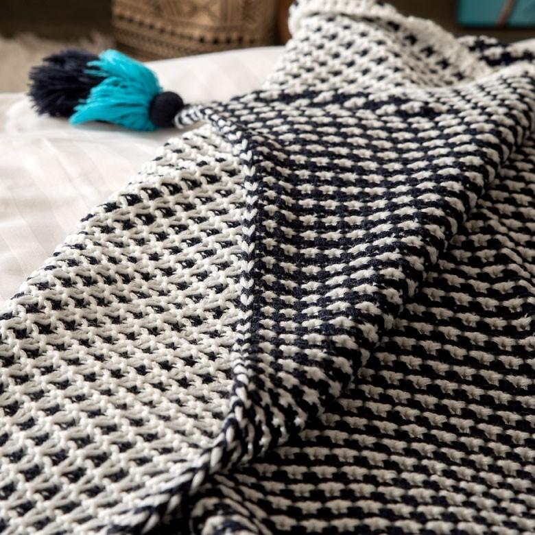 ニットブランケット 約100×140cm ブランケット 膝掛け タッセル付き 毛布 大判 おしゃれ 冬 肩掛 ふんわり ポンチョ 66887 | ブランド登録なし | 07