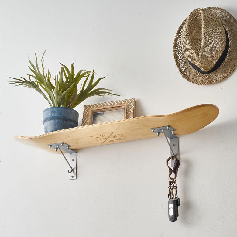 ウォールシェルフ スケートボード 木製 ラック ウォール シェルフ ウッド 棚 壁掛け 壁面 収納 幅約79cm 本物 ボード 西海岸 66890 | ELEMENTS（インテリア） | 15