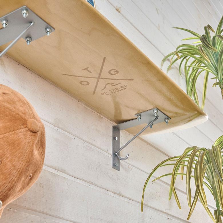 ウォールシェルフ スケートボード 木製 ラック ウォール シェルフ ウッド 棚 壁掛け 壁面 収納 幅約79cm 本物 ボード 西海岸 66890 | ELEMENTS（インテリア） | 02