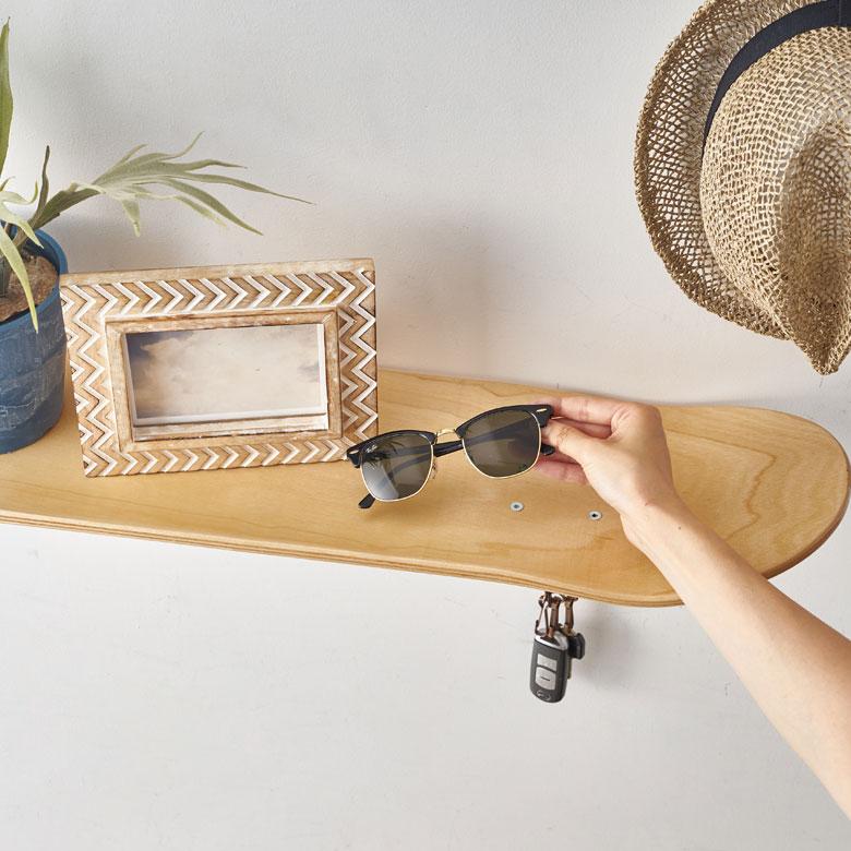 ウォールシェルフ スケートボード 木製 ラック ウォール シェルフ ウッド 棚 壁掛け 壁面 収納 幅約79cm 本物 ボード 西海岸 66890 | ELEMENTS（インテリア） | 08