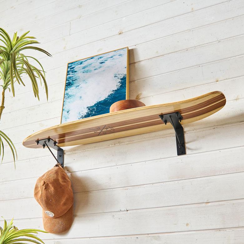 ウォールシェルフ スケートボード 木製 ラック ウォール シェルフ バンブー 棚 壁掛け 壁面 収納 幅約81cm 本物 ボード 西海岸 66892 | ELEMENTS（インテリア） | 10