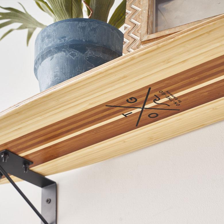 ウォールシェルフ スケートボード 木製 ラック ウォール シェルフ バンブー 棚 壁掛け 壁面 収納 幅約81cm 本物 ボード 西海岸 66892 | ELEMENTS（インテリア） | 11