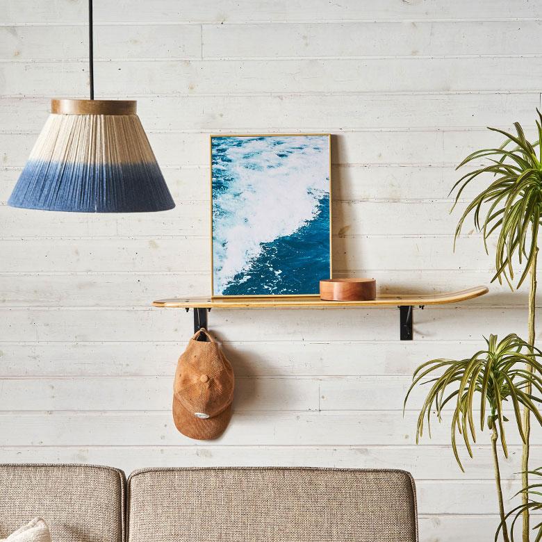 ウォールシェルフ スケートボード 木製 ラック ウォール シェルフ バンブー 棚 壁掛け 壁面 収納 幅約81cm 本物 ボード 西海岸 66892 | ELEMENTS（インテリア） | 12