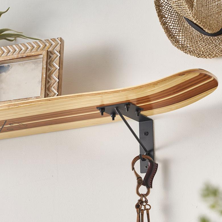 ウォールシェルフ スケートボード 木製 ラック ウォール シェルフ バンブー 棚 壁掛け 壁面 収納 幅約81cm 本物 ボード 西海岸 66892 | ELEMENTS（インテリア） | 13