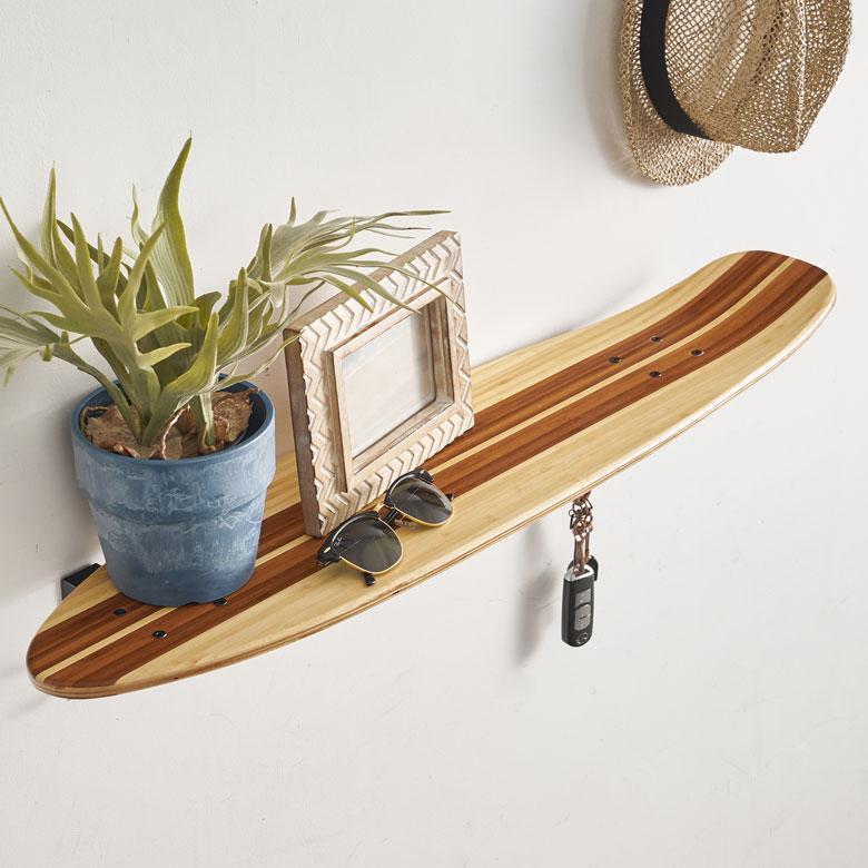 ウォールシェルフ スケートボード 木製 ラック ウォール シェルフ バンブー 棚 壁掛け 壁面 収納 幅約81cm 本物 ボード 西海岸 66892 | ELEMENTS（インテリア） | 15