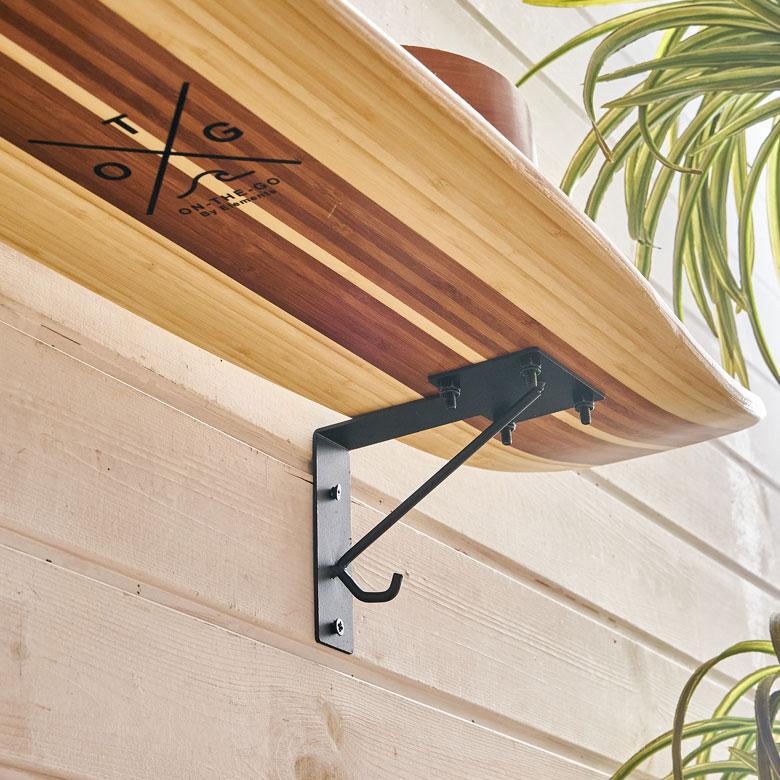 ウォールシェルフ スケートボード 木製 ラック ウォール シェルフ バンブー 棚 壁掛け 壁面 収納 幅約81cm 本物 ボード 西海岸 66892 | ELEMENTS（インテリア） | 02