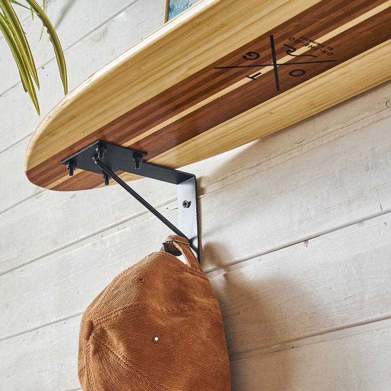 ウォールシェルフ スケートボード 木製 ラック ウォール シェルフ バンブー 棚 壁掛け 壁面 収納 幅約81cm 本物 ボード 西海岸 66892 | ELEMENTS（インテリア） | 07